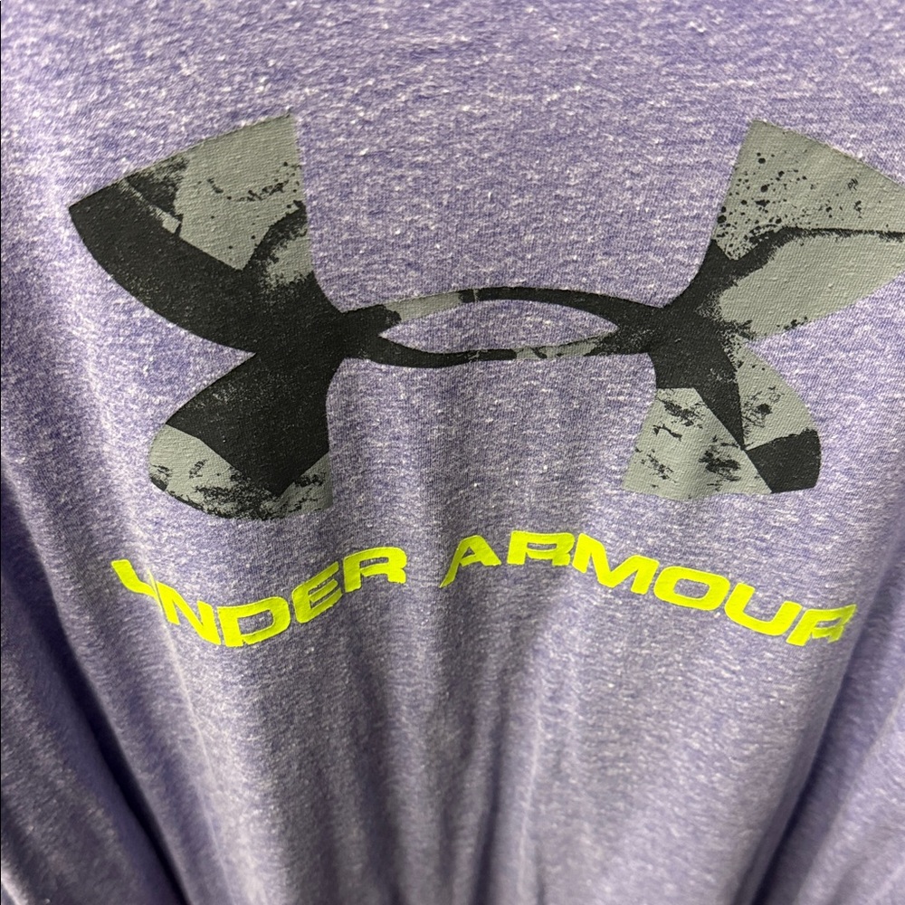 Under Armour Gray Tee with Neon Logo - Picture 3 of 5